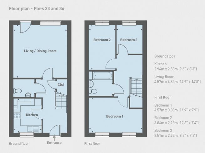 Floor plan, 3 bedroom house  - artist's impression subject to change